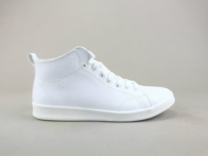 Skechers D'Lites Women Zip High Top White Leather Sneakers 36-40